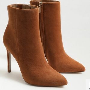 Sam Edelman 6 Wrenley Boots Frontier Brown Suede Ankle Booties 4” Stiletto Heels